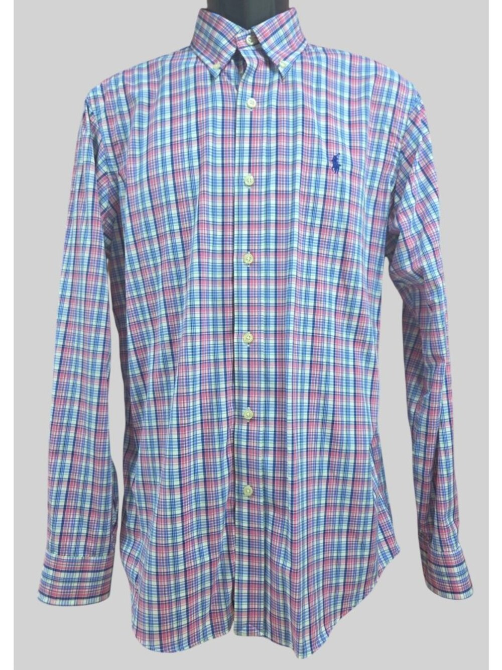 Ralph Lauren Classic Fit Performance Plaid Shirt Medium Pink/Blue